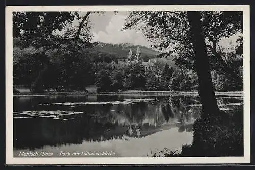 AK Mettlach /Saar, Park mit Luitwinuskirche