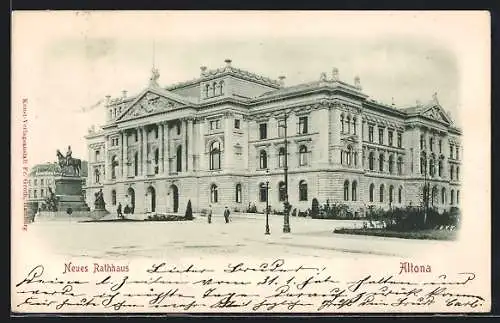 AK Hamburg-Altona, Neues Rathaus, Denkmal