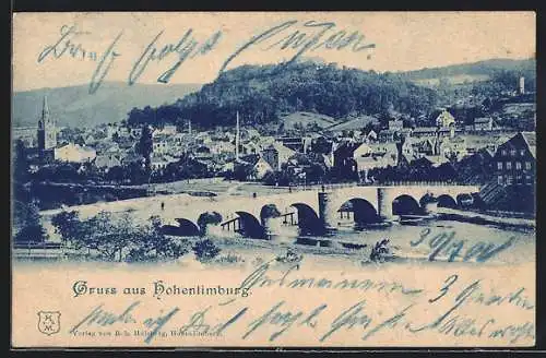 AK Hohenlimburg, Ortsansicht mit Brücke aus der Vogelschau