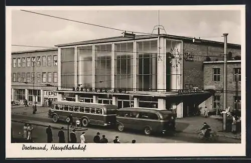 AK Dortmund, Hauptbahnhof mit Bussen aus der Vogelschau