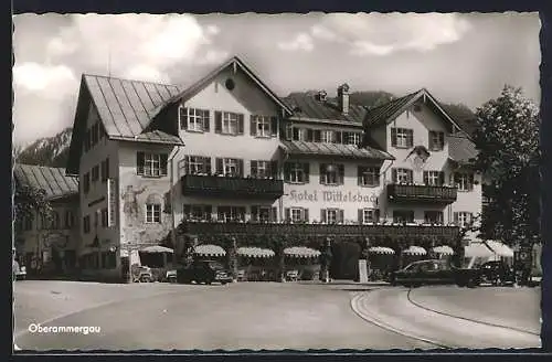 AK Oberammergau, Hotel Wittelsbach mit Strasse
