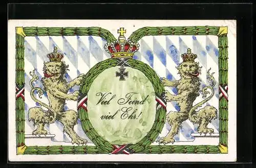 AK Viel Feind viel Ehr!, Eisernes Kreuz und Löwen
