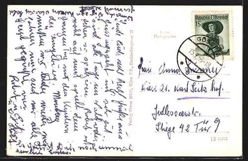 AK Güssing, Ortsansicht mit Blick zur Burg