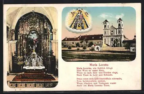 AK Maria-Loretto, Wallfahrtskirche, Altar und Gnadenbild