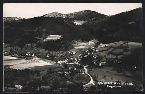 AK Stuben /Burgenland, Totalansicht von einem Berg aus