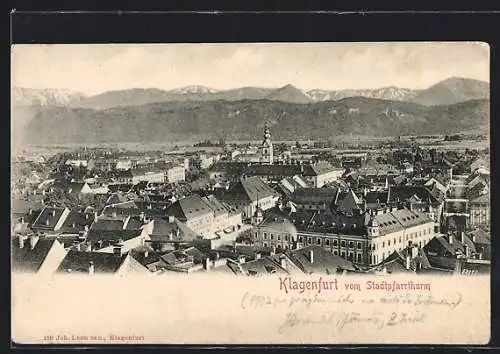 AK Klagenfurt, Gesamtansicht vom Stadtpfarrturm