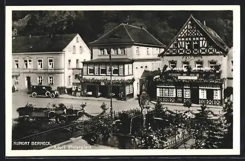 AK Berneck / Fichtelgebirge, platz mit Gasthof