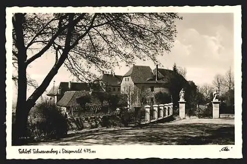 AK Schwanberg im Steigerwald, Blick zum Schloss