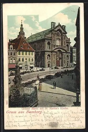 AK Bamberg, Grüner Markt mit St. Martins Kirche