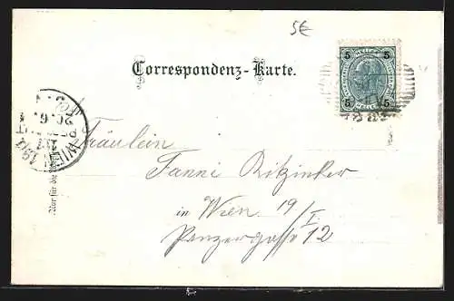 AK Vöslau, Ortsansicht mit Kirche