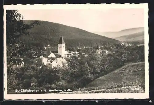 AK St. Christophen a. Westbahn, Ortsansicht aus der Vogelschau