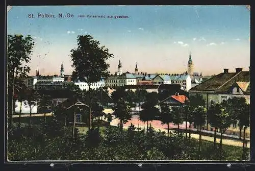 AK St. Pölten /N.-Oe, Stadtansicht vom Kaiserwald aus gesehen