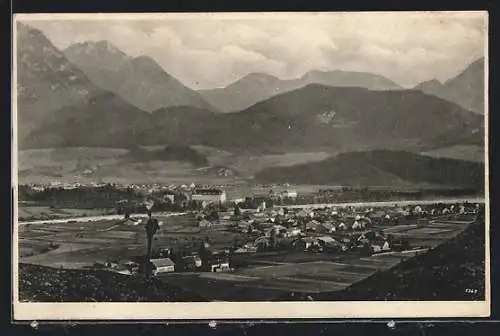 AK Lech-Aschau b. Reutte in Tirol, Totalansicht von einem Berg aus