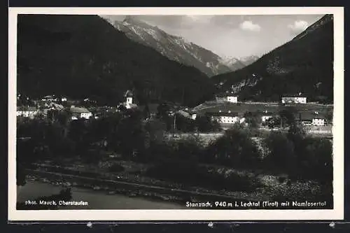 AK Stanzach im Lechtal (Tirol), Ortsansicht mit Namlosertal