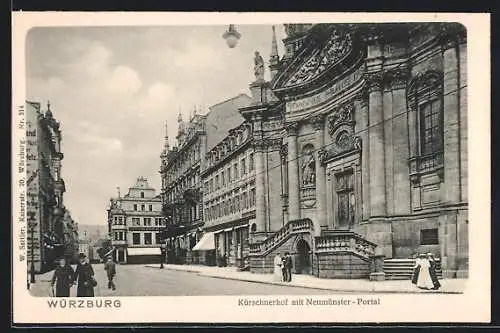 AK Würzburg, Kürschnerhof mit Neumünster-Portal