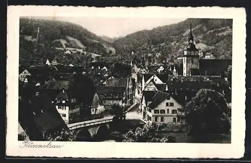 AK Künzelsau, Sicht auf die Dächer des Ortes und den Kirchturm