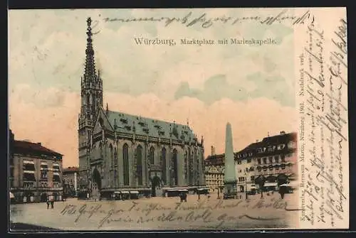 AK Würzburg, Marktplatz mit Marienkapelle