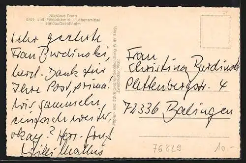 AK Queichheim, Strassenpartie, Teilansicht mit Kirche