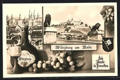 AK Würzburg, Ortspartien, Wein, Wappen