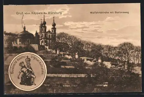 AK Würzburg, Käppele, Wallfahrtskirche mit Stationsweg und Gnadenbild