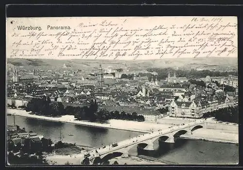 AK Würzburg, Panorama aus der Vogelschau