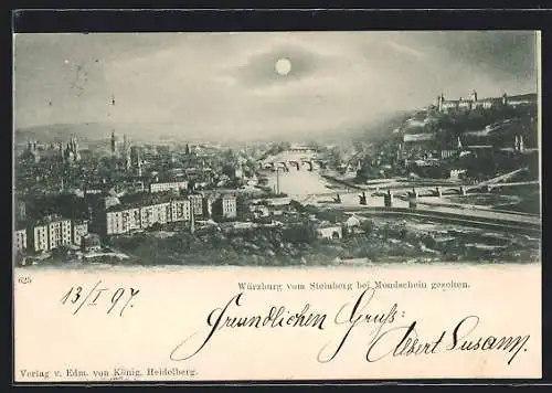AK Würzburg, Totalansicht vom Steinberg aus