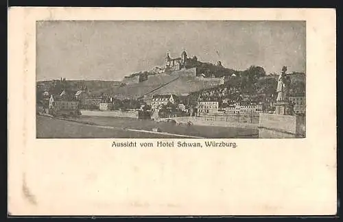 AK Würzburg, Aussicht vom Hotel Schwan