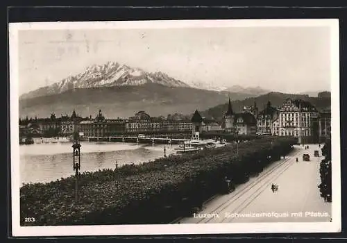 AK Luzern, Schweizerhofquai mit Pilatus