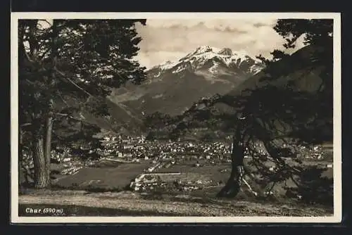 AK Chur, Blick von einer Anhöhe auf die Stadt