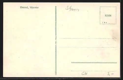 AK Basel, Münster-St. Martin, Reiterstatue des Hl. Georg