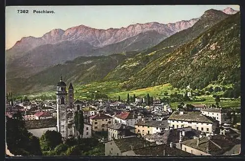 AK Poschiavo, Totalansicht über die Dächer