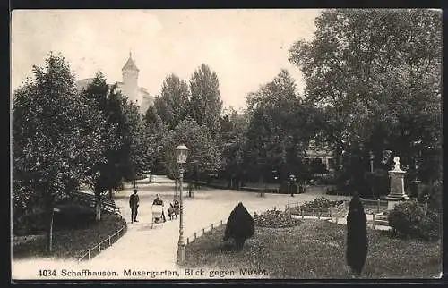 AK Schaffhausen, Mosergarten, Blick gegen Munot