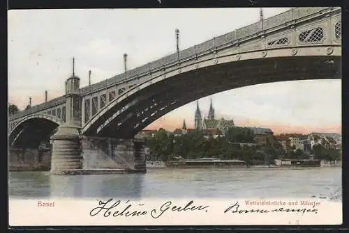 AK Basel, Wettsteinbrücke & Münster