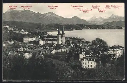 AK Luzern, Hofkirche und Alpen