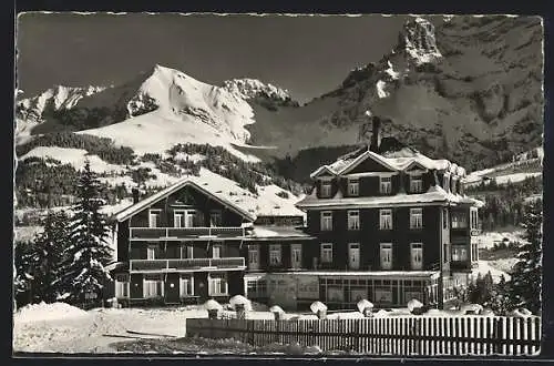 AK Adelboden, Verschneites Hotel Schönegg