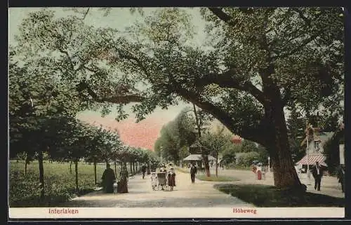 AK Interlaken, Leute und Kinder auf dem Höheweg