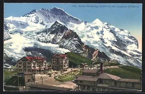 AK Kleine Scheidegg, Bahn-Restaurant mit Jungfrau