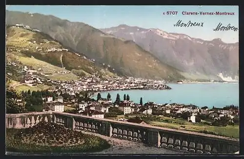 AK Clarens-Vernex-Montreux, Totalansicht aus der Vogelschau