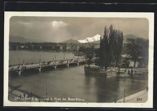 AK Genève, Ile Rousseau & Pont du Mont-Blanc
