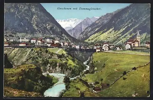AK Goeschenen, Ortsansicht mit Dammagletscher