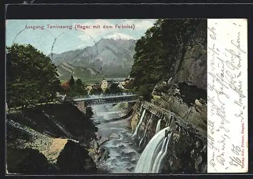AK Ragaz, Ausgang Taminaschlucht, Blick gegen Falkniss