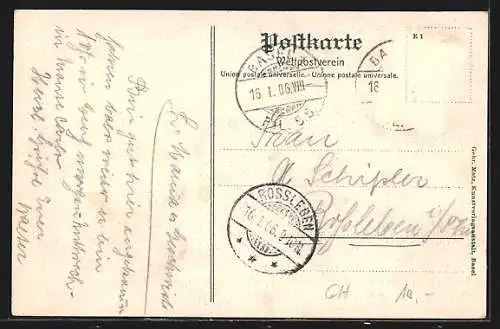 AK Basel, Wettsteinbrücke mit Strassenbahn