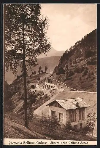 AK Belluno-Cadore, Ferrovia, Sbocco della Galleria Sacco