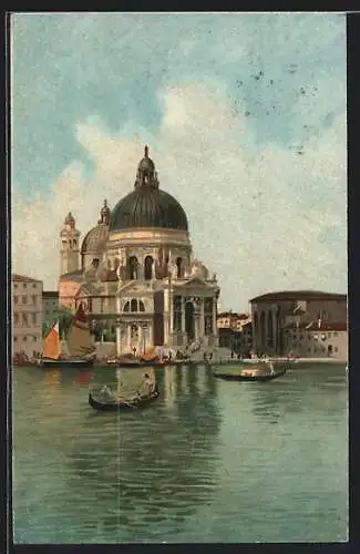 AK Venezia, Chiesa di S. Maria della Salute, Blick zur Kirche