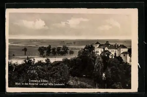 AK Crossen a. d. Oder, Blick in das Bobertal und auf Villa Leutwein