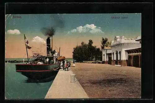 AK Siofok, Gözhajó kikötö, Dampfer am Anleger