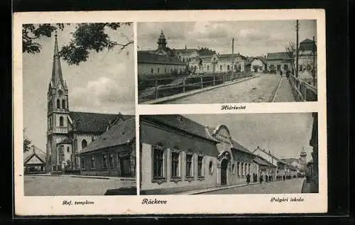 AK Ráckeve, Ref. templom, Hidrészlet, Polgári iskola