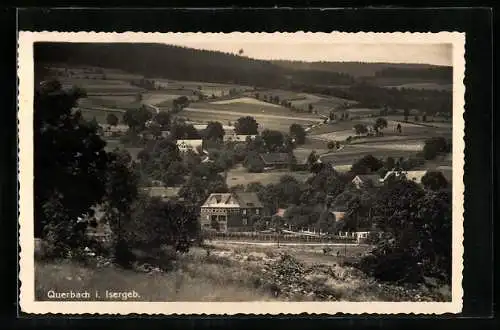 AK Querbach i. Isergeb., Ortsansicht aus der Vogelschau