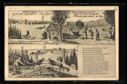 AK Neuhammer, Sanatorium Sonnenbad, Wo sich sagt Gute Nacht der Fuchs...