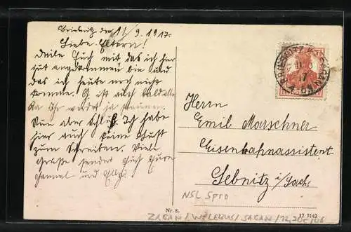 AK Sagan, Blick nach dem Dorotheenhospital und Kath. Kirche